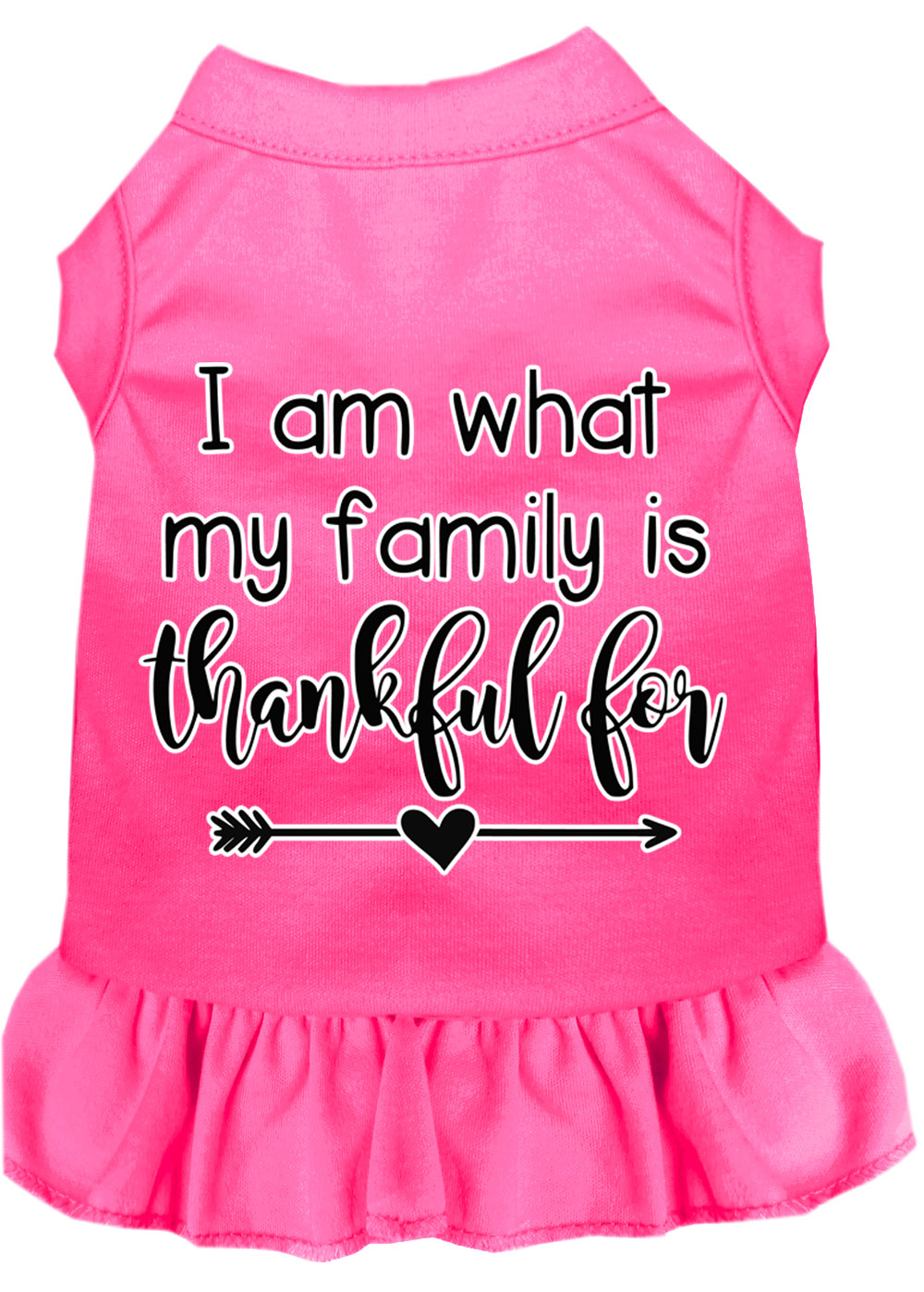 I Am What My Family is Thankful For Screen Print Dog Dress Bright Pink 4X